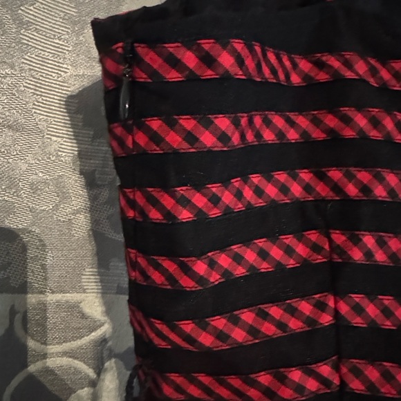 Betsey Johnson Black and Red Plaid Striped Dress - Picture 4 of 5